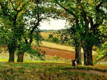  1873 Canvas - chestnut trees at osny 1873 Camille Pissarro scenery